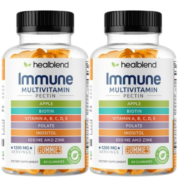 Healblend Multivitamin Gummies for Adults Vitamin A, B, C, D, E, Zinc & Biotin Immune & Energy Support Vegan, 60 Gummies (2-Pack)