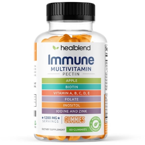 Healblend Multivitamin Gummies for Adults Vitamin A, B, C, D, E, Zinc & Biotin Immune & Energy Support Vegan, 60 Gummies