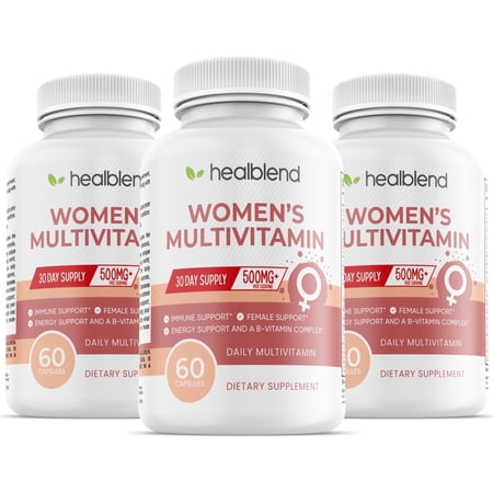 Healblend Women’s Multivitamin – Energy, Antioxidant & Hormonal Support with B-Complex, Wild Yam, Green Tea & Pomegranate – 60 Capsules (3 Pack)