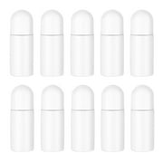 Healifty 10-Pack 50ML Plastic Roller Bottles for Essential Oils, Refillable Roll- Bottles with Leak-Proof White Roller , Reusable Containers