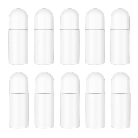 healifty 10pcs 50ML Plastic Roller Bottles for Essential Oils Empty Refillable Roll on Bottles Reusable Leak-Proof DIY Deodorant Containers with Plastic Roller Ball(White)