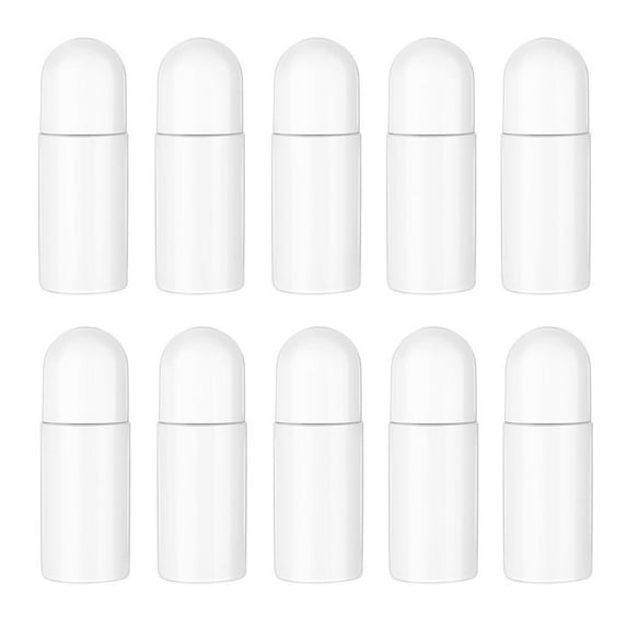 healifty 10pcs 50ML Plastic Roller Bottles for Essential Oils Empty Refillable Roll on Bottles Reusable Leak-Proof DIY Deodorant Containers with Plastic Roller Ball(White)