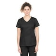 thumbnail image 1 of healing hands Scrubs for Women Mock Wrap Neck Top 2 Pocket Purple Label Women's Scrub Top 2172 Jordan Black L, 1 of 6
