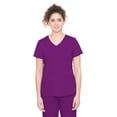 thumbnail image 1 of healing hands Scrubs for Women Mock Wrap Neck Top 2 Pocket Purple Label Women's Scrub Top 2172 Jordan Eggplant M, 1 of 6