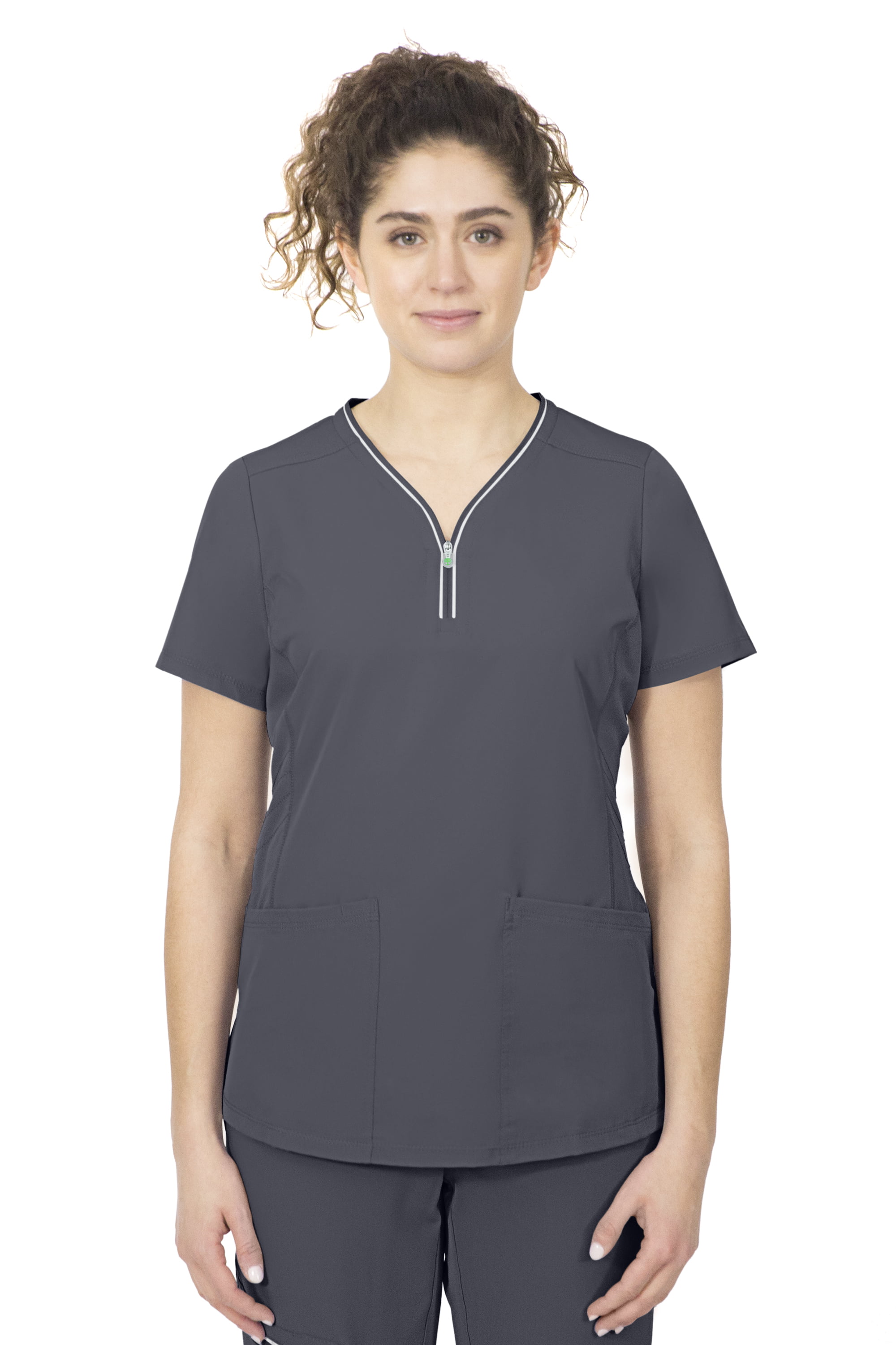 healing hands Scrubs top for Women 3 Pocket Zipper Y-Neck Women's Scrub Top  Light Breathable Stretch Fabric 2254 Sonia HH360 Royal XS 