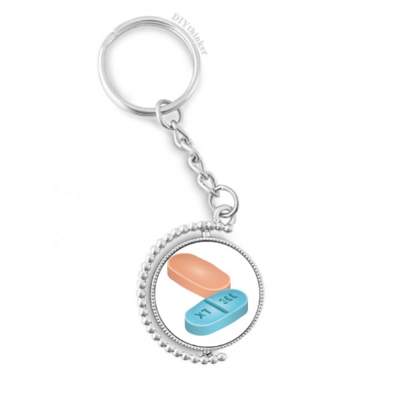 health care products pill illustration pattern rotatable keyholder disc accessories chain clip