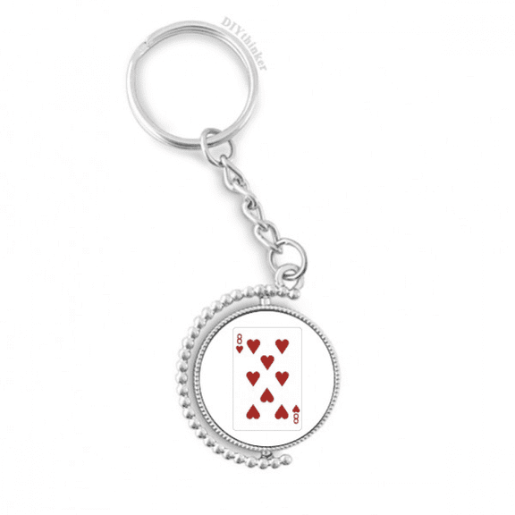 heart 8 playing cards pattern rotatable keyholder disc accessories chain clip