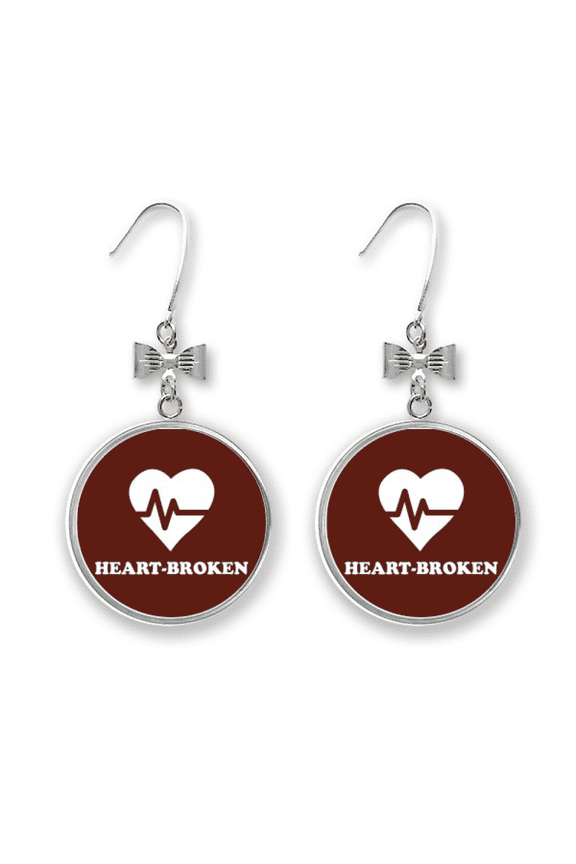 heart-broken injury fluctuation bow earrings drop stud pierced hook
