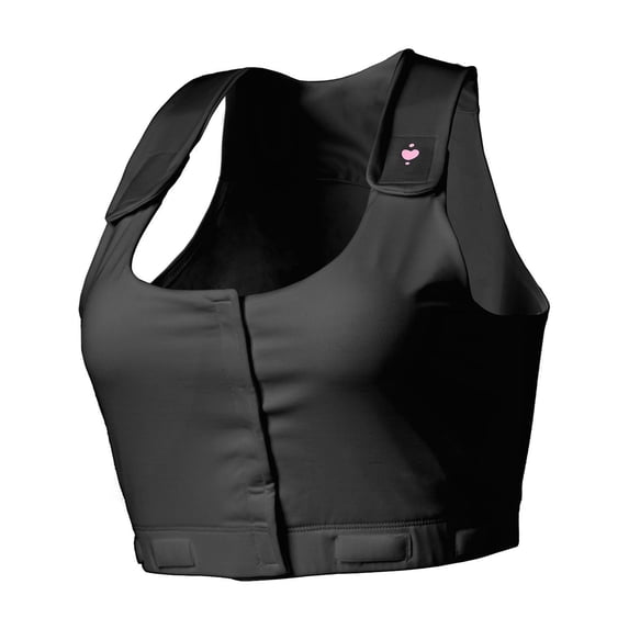 heart&core Larissa Bra, Post-Surgery Bra, Drainage Bulb Strap, Black, Large, 1 Ct
