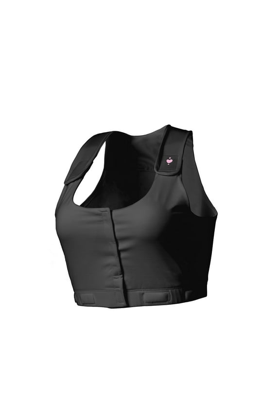 heart&core Larissa Bra, Post-Surgery Bra, Drainage Bulb Strap, Black, SQ, 4XL, 1 Ct