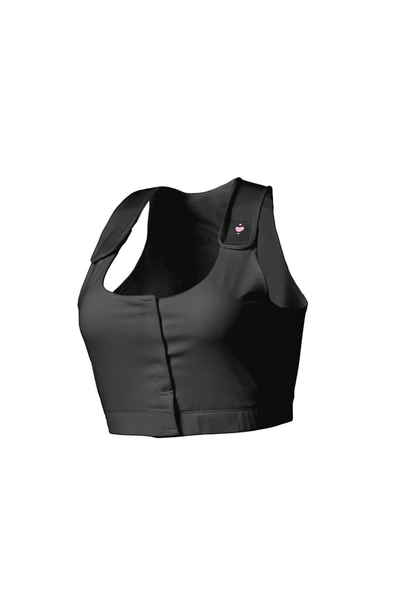 heart&core Serena Bra, Post-Surgery, Racerback with Pockets, Black, Large, 1 Ct