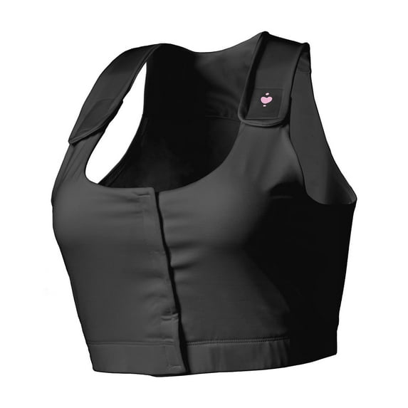 heart&core Serena Bra, Post-Surgery, Racerback with Pockets, Black, SQ, 4XL, 1 Ct