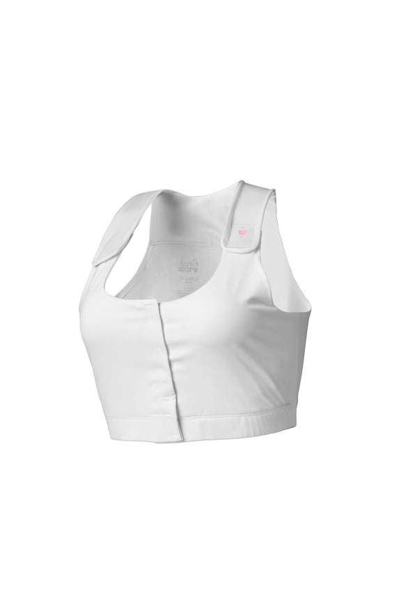 heart&core Serena Bra, Post-Surgery, Racerback with Pockets, White, 2XL, 1 Ct