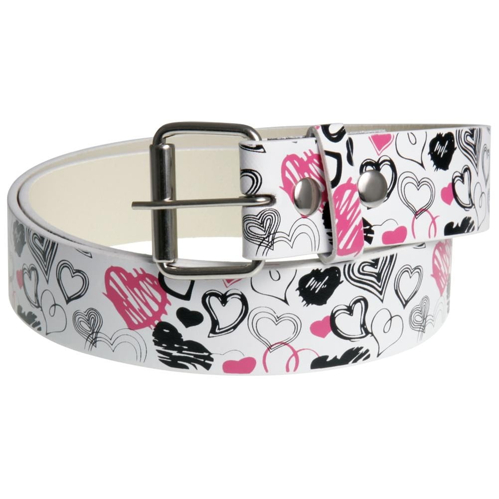 Heart Doodles White Leather Belt - X-Large - Walmart.com