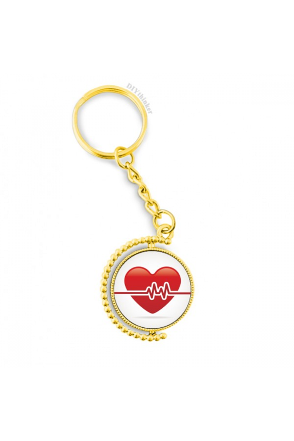 heart electrocardiogram pattern design metal connector key chain accessory en keyholder