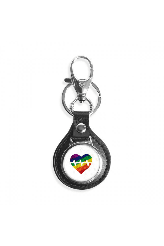 heart electron lgbt rainbow key link chain keyholder finder hook metal