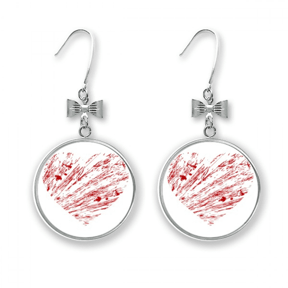 heart red valentine's day drip bow earrings drop stud pierced hook