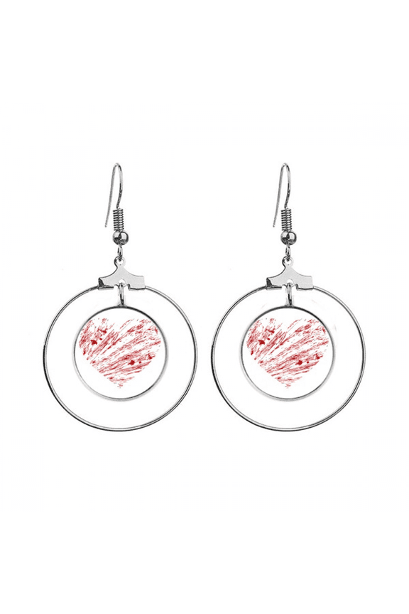 heart red valentine's day drip earrings dangle hoop jewelry drop circle