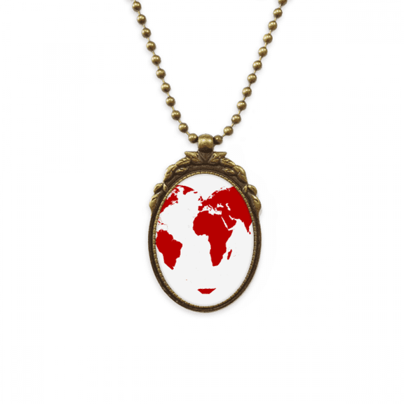 heart red world map valentine's day antique necklace vintage bead pendant keychain