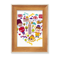 thumbnail image 1 of heart shape red teleph booth britain uk desktop wooden photo frame display picture art painting multiple sets, 1 of 4