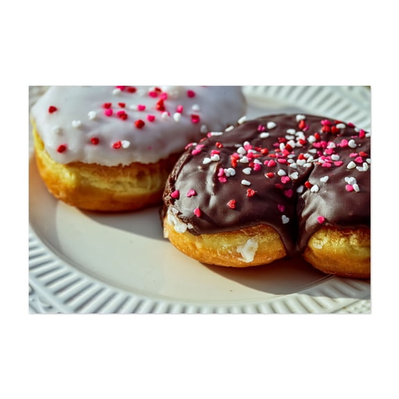 heart shaped Valentine donuts - Ridgecrest California Photography Dessert Breakfast Kitchen Decor Unframed Wall Art Print 32 x 48 inches