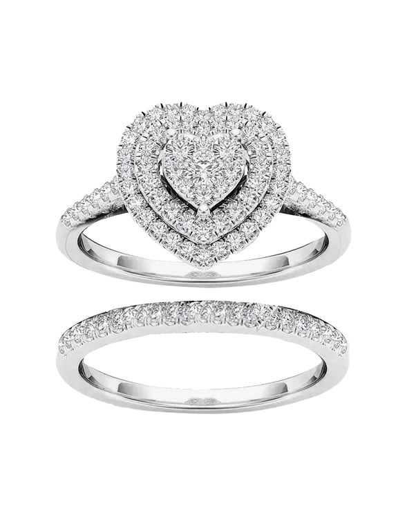 heart-shaped full Rhinestone ring set for women elegant exquisite stackable love-shape dazzling Rhinestone rings ladies ring female fashion