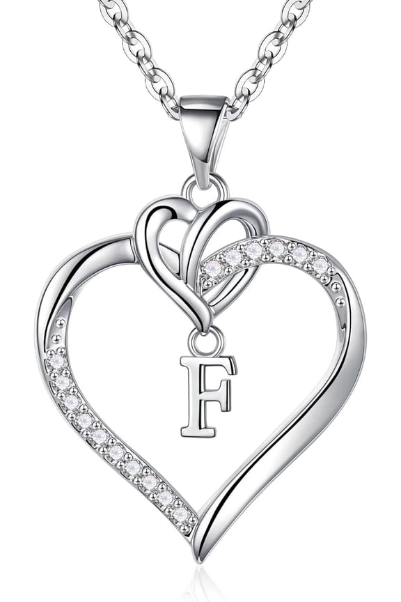 A heart-shaped letter necklace, made of 925 sterling silver and plated with 14K gold, featuring the letters A-Z in heart shapes. A perfect jewelry gift for a mother or wife.
