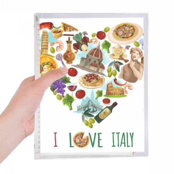 heart tower pisa rome spaghetti notebook loose diary refillable journal statiry