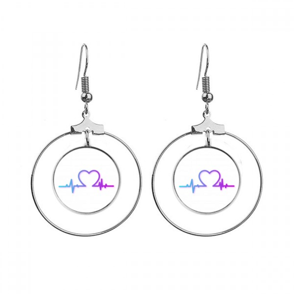 heartbeat line gradually changing emotions earrings dangle hoop jewelry drop circle