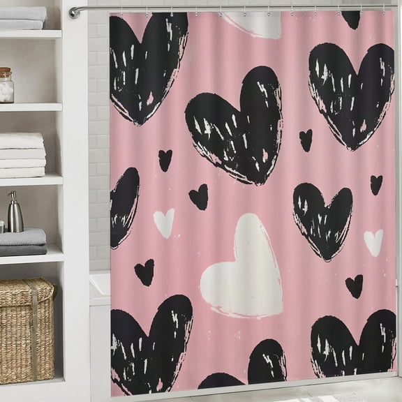 hearts, dots, vintage style Bathroom shower curtain waterproof shower curtain Home Sweet Home Fabric Shower Curtain Bathtub Decor with Hooks