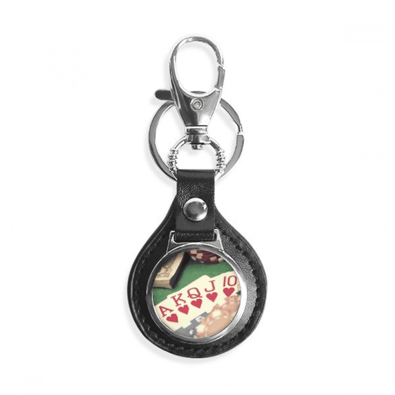 hearts flush poker gambling photo key link chain keyholder finder hook metal