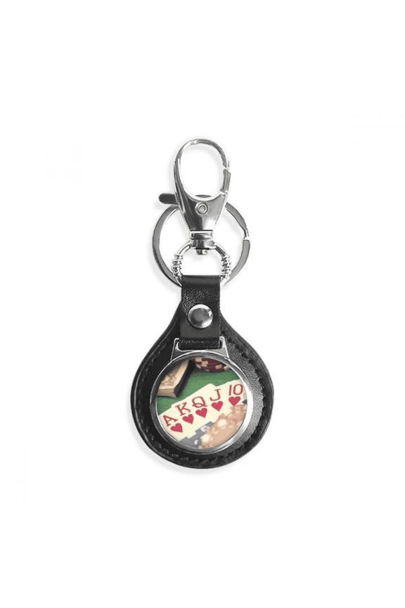 hearts flush poker gambling photo key link chain keyholder finder hook metal