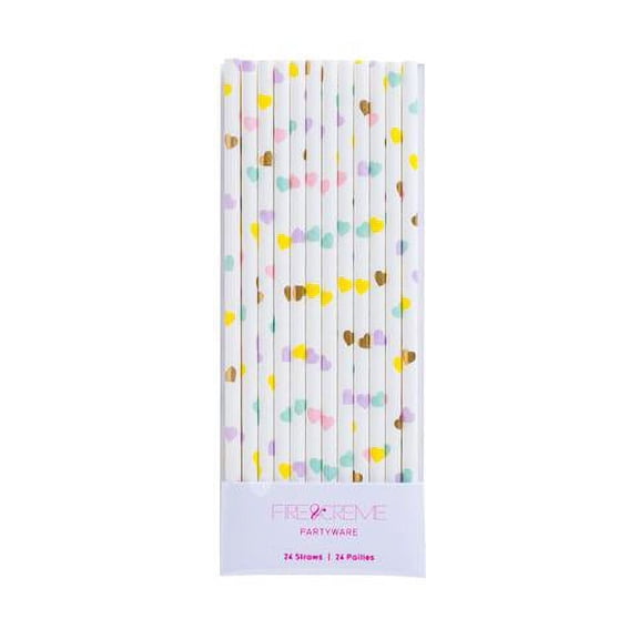 hearts party straws
