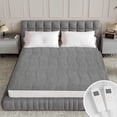 thumbnail image 1 of Heated Mattress Pad Queen Size, 80"x60" Electric Bed Warmer with Dual Controller 6 Heat Settings & Auto off, Deep Pocket Fit Machine Washable, Gray, 1 of 8