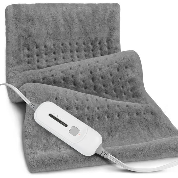 Cowin 12''x24'' Weighted Heating Pad for Back Shoulders, Fast-Heating, Soft Machine Wash Fabric with 3 Heat Settings, Auto Shut Off, Gray