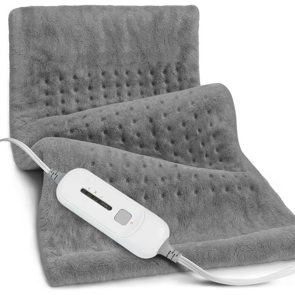 Cowin 12''x24'' Weighted Heating Pad for Back Shoulders, Fast-Heating, Soft Machine Wash Fabric with 3 Heat Settings, Auto Shut Off, Gray