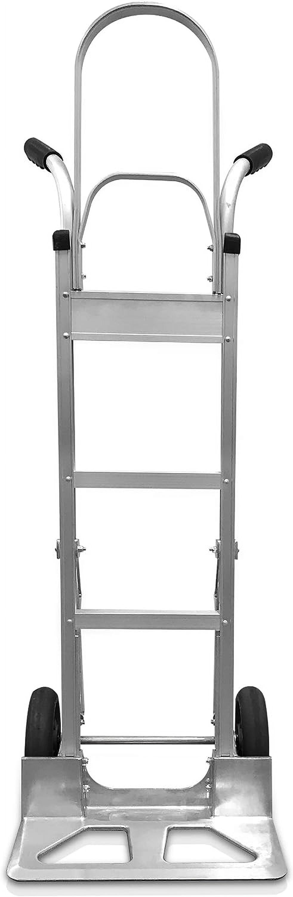 heavy duty hand truck aluminum dolly cart for moving 500 pound capacity 8" rubber wheels