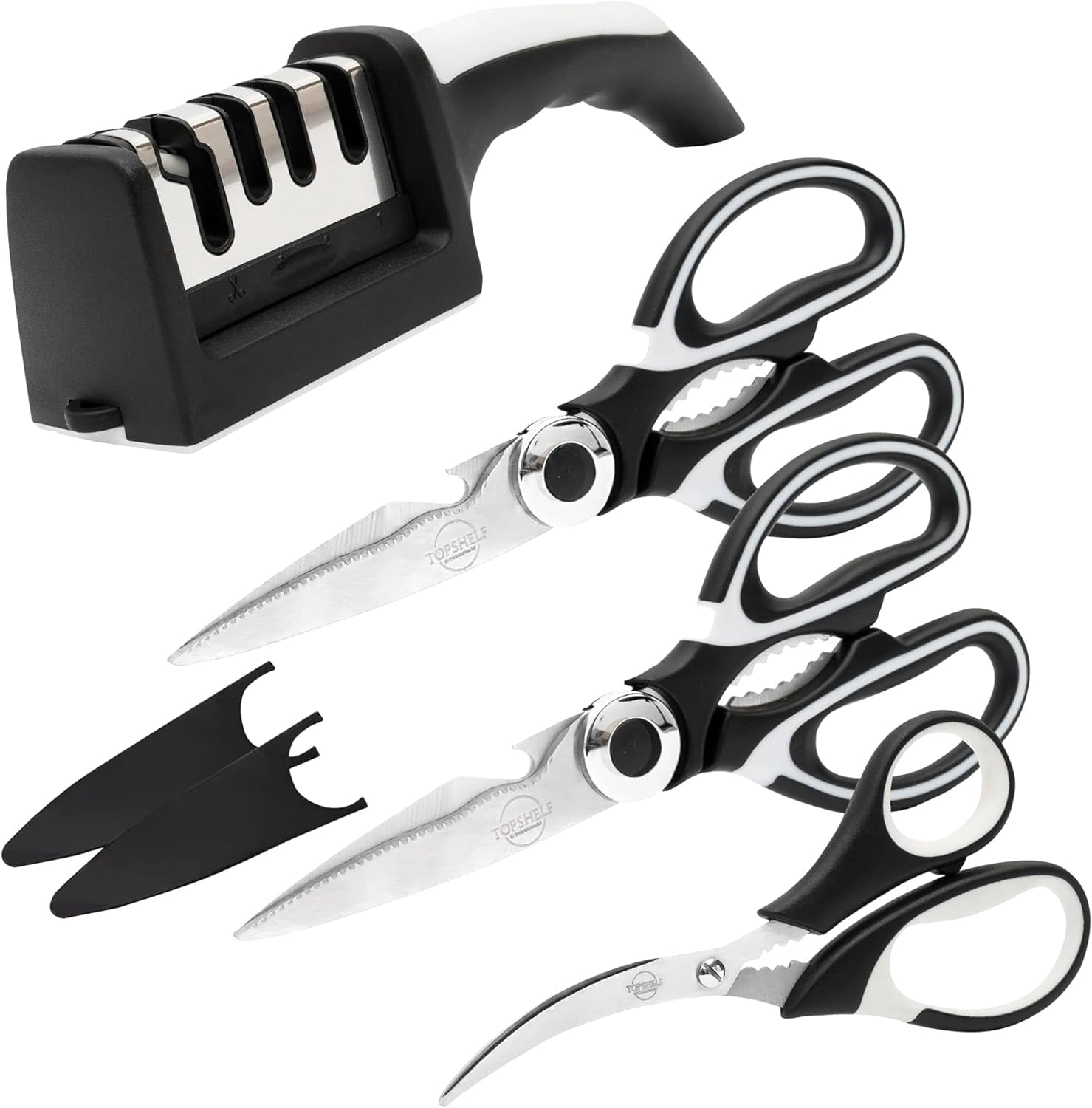 heavy duty kitchen shears with knife and scissor sharpener tool ...