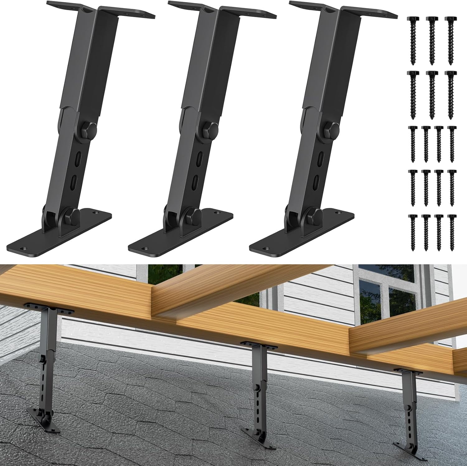 Pergula Beam Riser heavy duty roof riser brackets kit, **adjustable height angle pergola ...