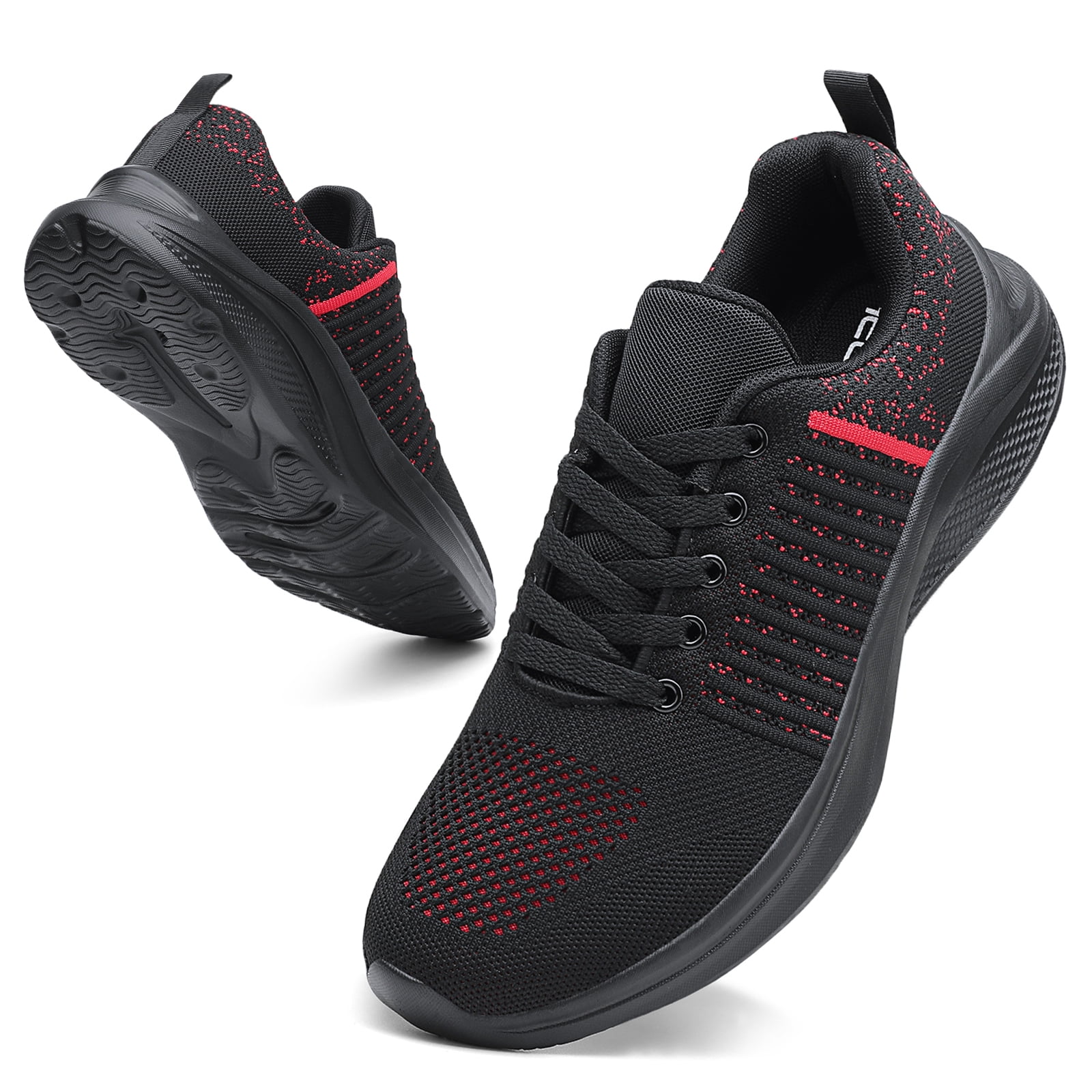 hecodi Men Running Shoes Wide Male Casual Sneakers Black/Red 13 Wide ...