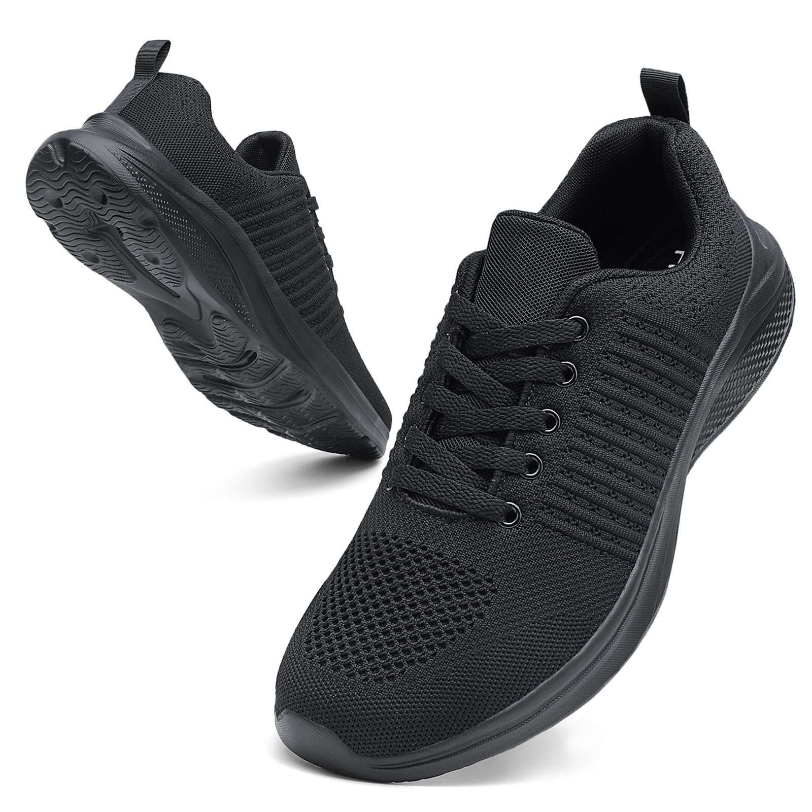 hecodi Walking for Men Wide Shoes Fashion Sneakers Mesh Workout Casual Sports Non Slip Shoes Breathable Tennis Running Athletic Shoes Lightweight Black 12 Wide - image 1 of 9