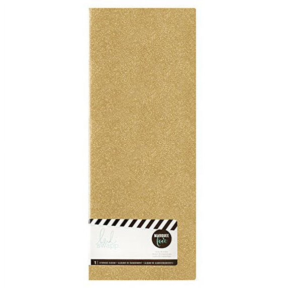 heidi swapp lightbox insert storage album 4.875"x10.5"-gold glitter, holds 36 backgrounds