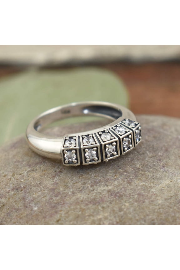 heirloom Ring In Silver With Natural zircon ,wedding ring,gifts