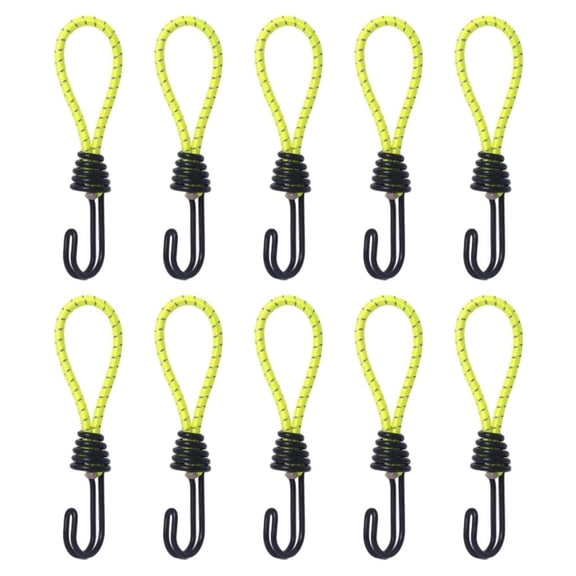 hejhncii 10Pcs Bungee Cords with Hooks, Metal Shock Cord Hook Tent Elastic Rope Stretch Strap Set for Tarpaulins, Camping Cover