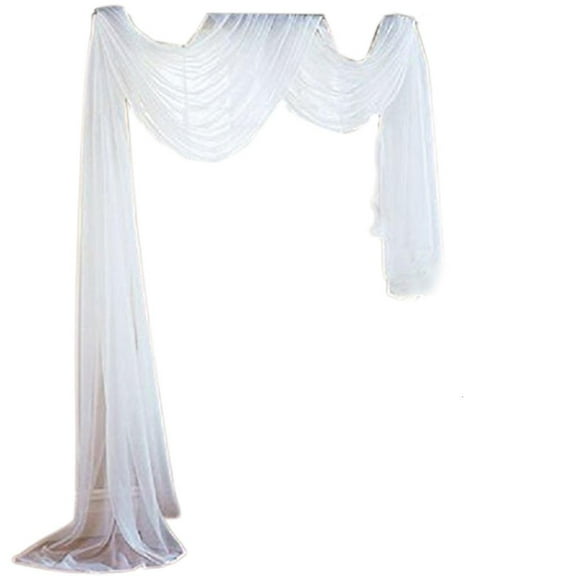 hejhncii 197x59 Inch White Sheer Canopy Bed Curtain Elegant Voile Window Scarf Topper Valance Outdoor Ceremony Wedding Arch Decoration Drapes Backdrop