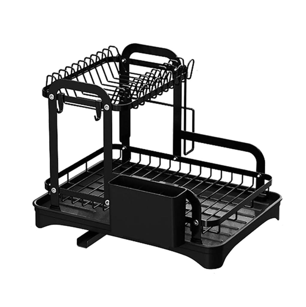 hejhncii 2 Tiers Dish Drying Rack with Drainboard Kitchen Countertop ...