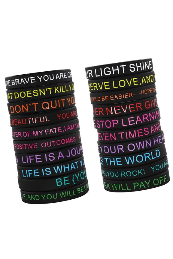 20 Pack Empowering Quote Bracelets Silicones Inspiration Band for Daily Motivation with with Inspirational Sayings