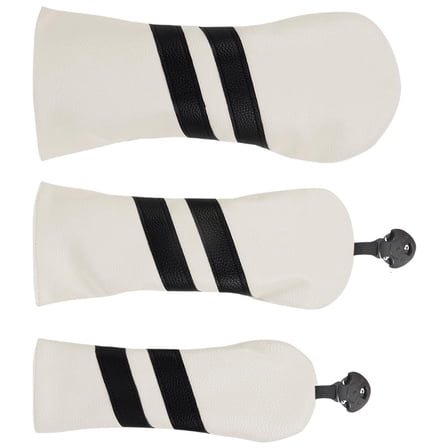 hejhncii 3Pcs Stripe Pattern Driver Headcover PU Leather Golfs Club Head Cover Fairway Golfs Club Headcover for Drivers and Wood