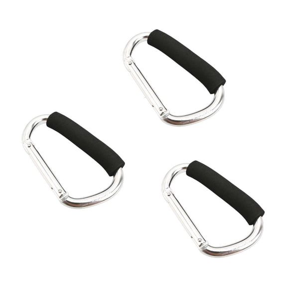 hejhncii 3Pcs Stroller Clip D Shape Carabiner Hook with Sponges Shopping Bag Holder