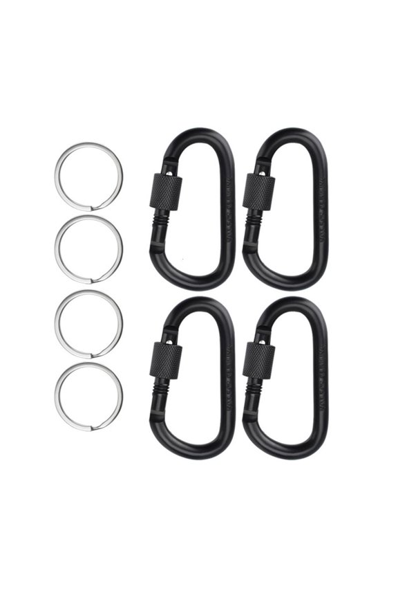 4Pcs D-Rings Locking Carabiner Clip Hook Spring Snap Hook Keychain Carabiner